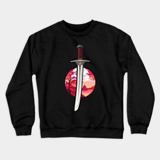 Samurai Sword with Japanese Scene - Anime Shirt Crewneck Sweatshirt